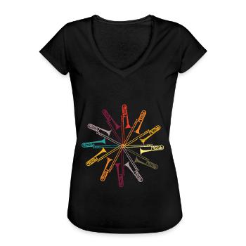Posaune - Frauen Vintage T-Shirt - Schwarz - Vorne - Danielle (179cm)
