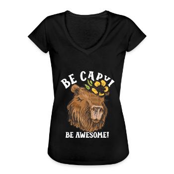 Capybara Animal Rongeur Capibara - T-shirt vintage Femme - noir - Devant