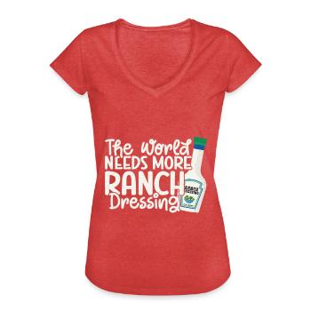 Ranch -Vinaigrette -Ranch -Vinaigrette - T-shirt vintage Femme - rouge chiné - Devant - Danielle (179cm)