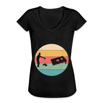 Cornhole - Frauen Vintage T-Shirt - Schwarz - Vorne - Danielle (179cm)