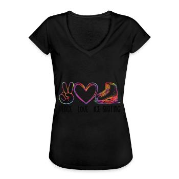 Eis Skating -Skater Eisschild Skate Girl - Frauen Vintage T-Shirt - Schwarz - Vorne - Danielle (179cm)