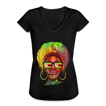 Zimbabwe - T-shirt vintage Femme - noir - Devant - Danielle (179cm)