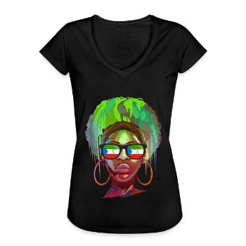 Guinée équatoriale - T-shirt vintage Femme - noir - Devant - Danielle (179cm)