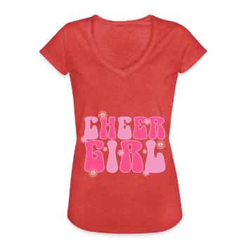 Cheerleadermädchen Cheerleading Jugend - Frauen Vintage T-Shirt - Rot meliert - Vorne - Danielle (179cm)