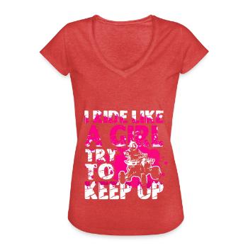 Quadgirl ATV 4 Wheeler Off Roading Lover - Frauen Vintage T-Shirt - Rot meliert - Vorne - Danielle (179cm)