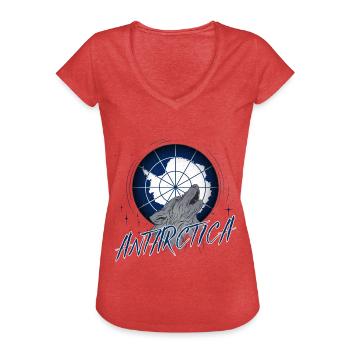 Antarctique - T-shirt vintage Femme - rouge chiné - Devant - Danielle (179cm)