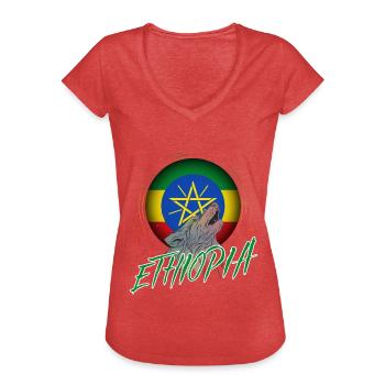 Éthiopie - T-shirt vintage Femme - rouge chiné - Devant - Danielle (179cm)
