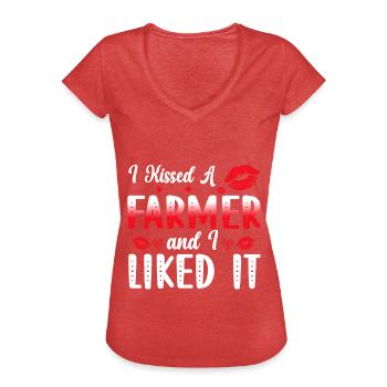 Ferme Femme Ferme Petite amie Agriculteurs Femme Campagne Ferme - T-shirt vintage Femme - rouge chiné - Devant - Danielle (179cm)