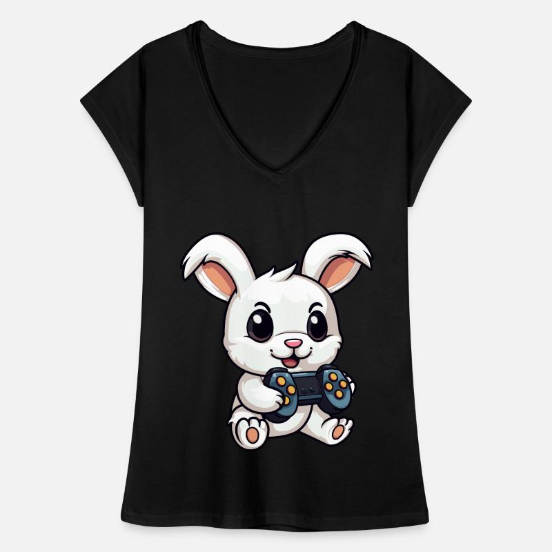 Cute Rabbit Player Gaming Bunny Lover Women's Vintage T-Shirt