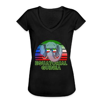 Guinée équatoriale - T-shirt vintage Femme - noir - Devant - Danielle (179cm)