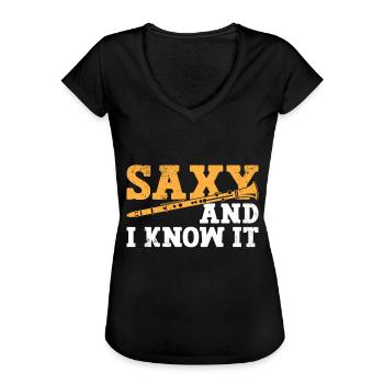 Clarinettiste Clarinette Jouant de la basse - T-shirt vintage Femme - noir - Devant - Danielle (179cm)