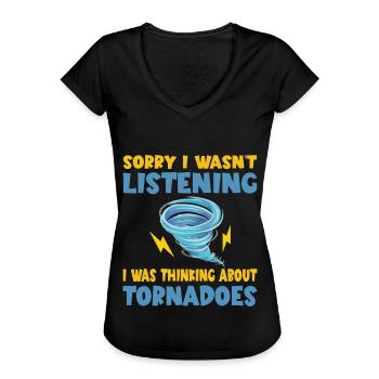 Lustiger Tornado Hurricane Wetter Chaser - Frauen Vintage T-Shirt - Schwarz - Vorne - Danielle (179cm)