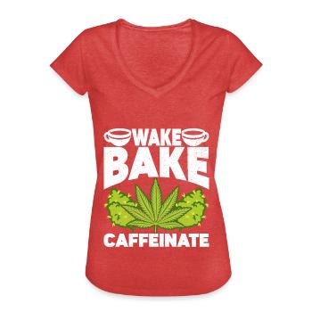Weed Coffee Cannabis Stoner Caffeine Ganja - Women's Vintage T-Shirt - heather red - Front - Danielle (179cm)