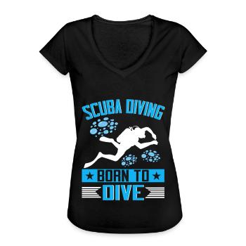Diving Diver Ocean Lovers - Women's Vintage T-Shirt - black - Front - Danielle (179cm)