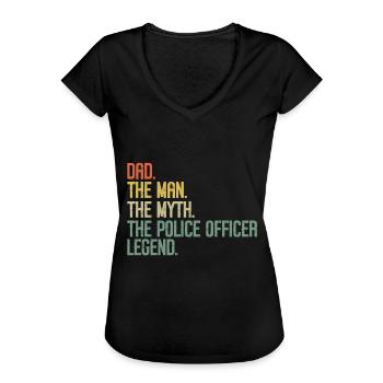 Agent de police, ligne bleue, application de la loi - T-shirt vintage Femme - noir - Devant - Danielle (179cm)