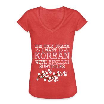 Fan d’amant de K-Drama Korean Drama Merch - T-shirt vintage Femme - rouge chiné - Devant - Danielle (179cm)