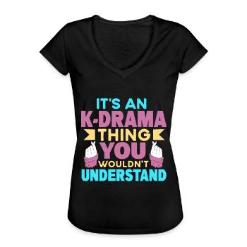 Fan d’amant de K-Drama Korean Drama Merch - T-shirt vintage Femme - noir - Devant - Danielle (179cm)