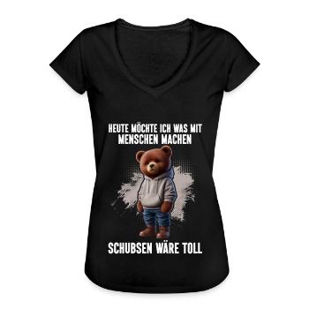 Heute möchte ich was mit Menschen machen Schubsen - Frauen Vintage T-Shirt - Schwarz - Vorne - Danielle (179cm)