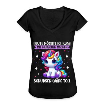 Heute Möchte Ich Was Mit Menschen Machen Schubsen - Frauen Vintage T-Shirt - Schwarz - Vorne