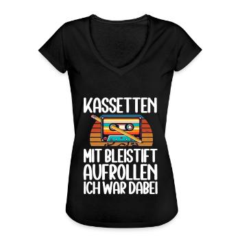 Kassetten Player Mixtape Musik 80er Vintage - Frauen Vintage T-Shirt - Schwarz - Vorne - Danielle (179cm)
