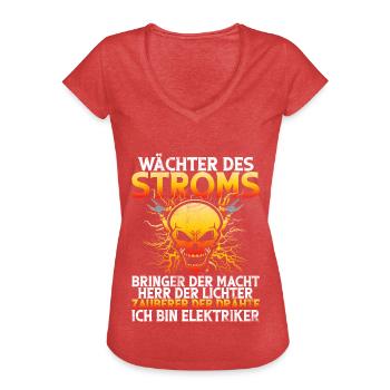 Elektroniker Elektrik Beruf Volt Elektrotechnik - Frauen Vintage T-Shirt - Rot meliert - Vorne - Danielle (179cm)
