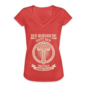 Vikings Norse Mythology Gods Viking - Women's Vintage T-Shirt - heather red - Front - Danielle (179cm)
