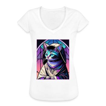 Cat Nun Church Vaporwave Religion Chaton - T-shirt vintage Femme - noir - Devant - Danielle (179cm)