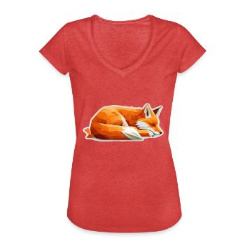 Fix und Foxi Fuchs Spruch Schlafshirt Kuscheln - Frauen Vintage T-Shirt - Rot meliert - Vorne - Danielle (179cm)