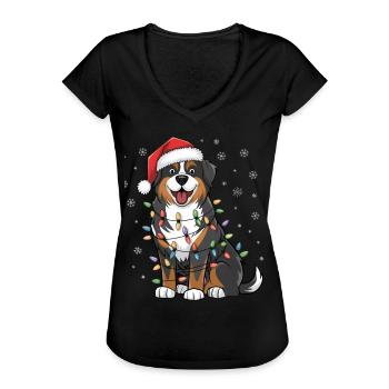 Greater Swiss Mountain Christmas Lights Xmas Dogs - Women's Vintage T-Shirt - black - Front