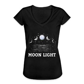 Clair de lune phases de lune astrologie lune - T-shirt vintage Femme - noir - Devant