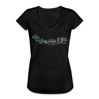 Ponta Delgada São Miguel Açores - T-shirt vintage Femme - noir - Devant - Danielle (179cm)