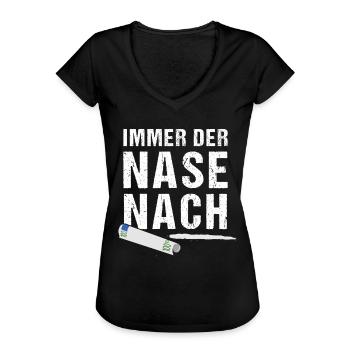 Koks Spruch Kokain Druffi Koksnase Raver Party - Frauen Vintage T-Shirt - Schwarz - Vorne - Danielle (179cm)