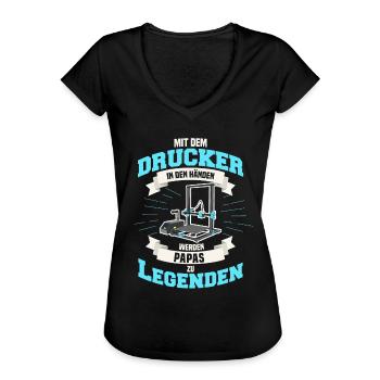 3D Druck Vater Legende Vatertag 3D Printing - Frauen Vintage T-Shirt - Schwarz - Vorne - Danielle (179cm)