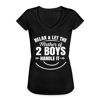 Mom of 2 Zitat für eine Mom von 2 Jungen - Frauen Vintage T-Shirt - Schwarz - Vorne