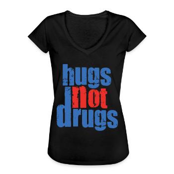 Des câlins au lieu de drogues - T-shirt vintage Femme - noir - Devant - Danielle (179cm)