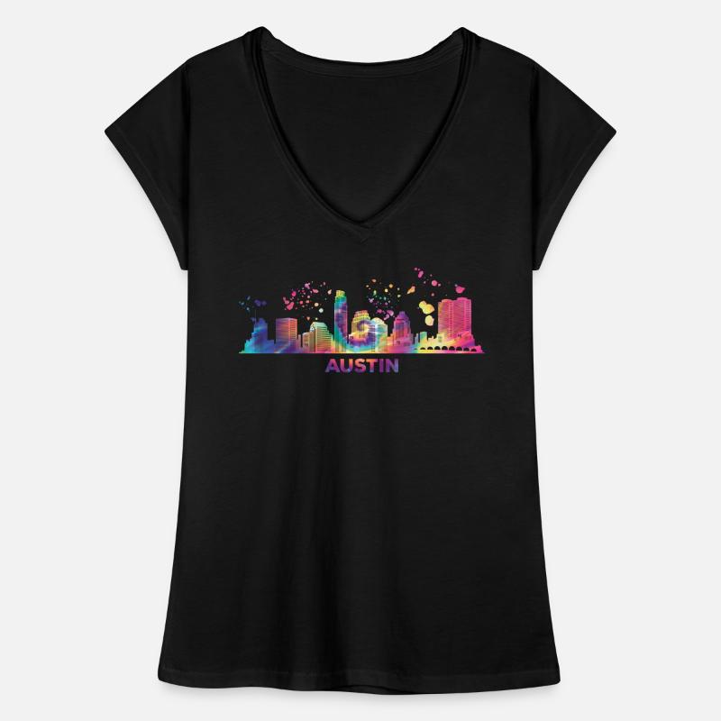 Austinites Watercolor Skyline Austin Women's Vintage T-Shirt