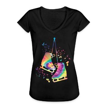 Eiskunstläufer Schlittschuhlaufen Eiskunstlauf - Frauen Vintage T-Shirt - Schwarz - Vorne - Danielle (179cm)