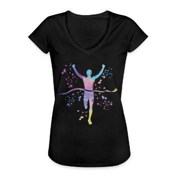 Marathoniens Run Finisher Marathon - T-shirt vintage Femme - noir - Devant - Danielle (179cm)