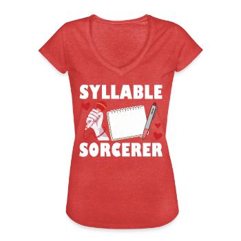 Silbenzauberer Poetry Slam - Frauen Vintage T-Shirt - Rot meliert - Vorne - Danielle (179cm)