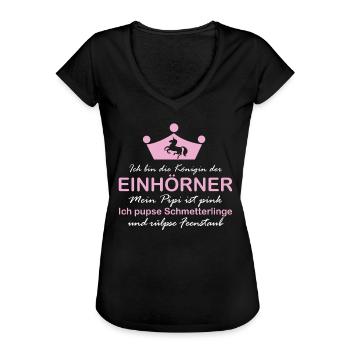 Königin der Einhörner - Frauen Vintage T-Shirt - Schwarz - Vorne - Danielle (179cm)