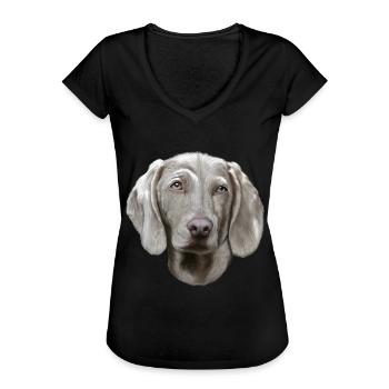 Chien Braque de Weimar - T-shirt vintage Femme - noir - Devant - Danielle (179cm)