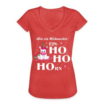 Licorne Noël Unicorn Christmas cadeau - T-shirt vintage Femme - rouge chiné - Devant - Danielle (179cm)