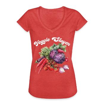 Veggie Slayer 2 - Frauen Vintage T-Shirt - Rot meliert - Vorne - Danielle (179cm)