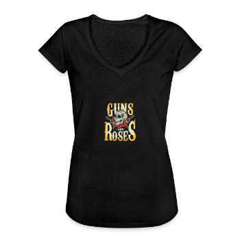 Guns and Roses - Frauen Vintage T-Shirt - Schwarz - Vorne - Danielle (179cm)