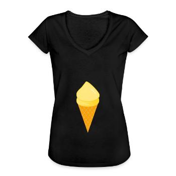 Ice Cream Vanilla Ice Cream - Women's Vintage T-Shirt - black - Front - Danielle (179cm)