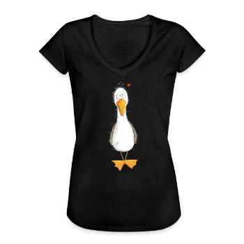 Möwe Urlaub Meer Mit Herz - Frauen Vintage T-Shirt - Schwarz - Vorne - Danielle (179cm)