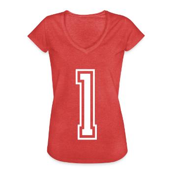 1 Zahl nummer - Frauen Vintage T-Shirt - Rot meliert - Vorne - Danielle (179cm)