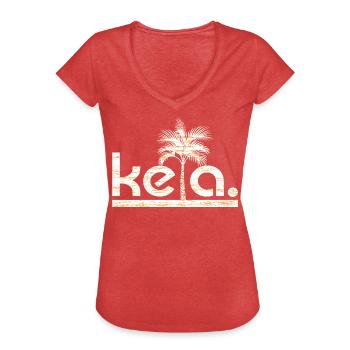 Keta - Ketamin - Drogen - Techno - Rave - Frauen Vintage T-Shirt - Rot meliert - Vorne - Danielle (179cm)