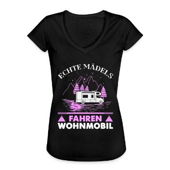 Wohnmobil Wohnwagen Camper Spruch Mädchen Damen - Frauen Vintage T-Shirt - Schwarz - Vorne - Danielle (179cm)