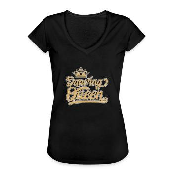 Dancing Queen Dancing Discofox Retro Tango Gift - T-shirt vintage Femme - noir - Devant - Danielle (179cm)